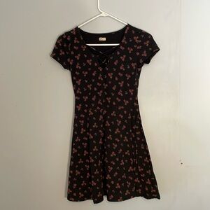 Hollister black cross-front dress with pink flowers